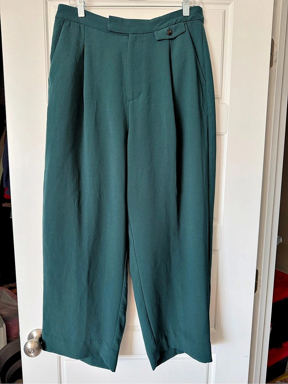 Madewell Wide Leg Crop Pant Trousers in Green Size 10